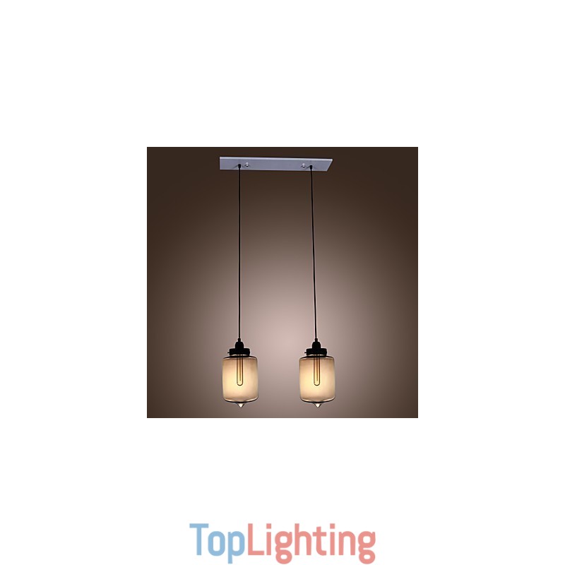 Modern Glass Pendant Light with 2 Lights in Transparent Bottle Design