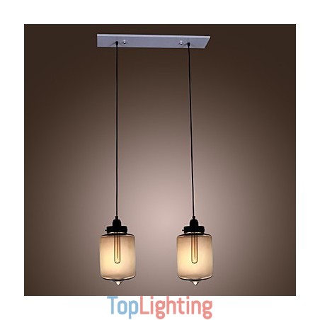 Modern Glass Pendant Light with 2 Lights in Transparent Bottle Design Modern Glass Pendant Light with 2 Lights in Transparent Bottle Design