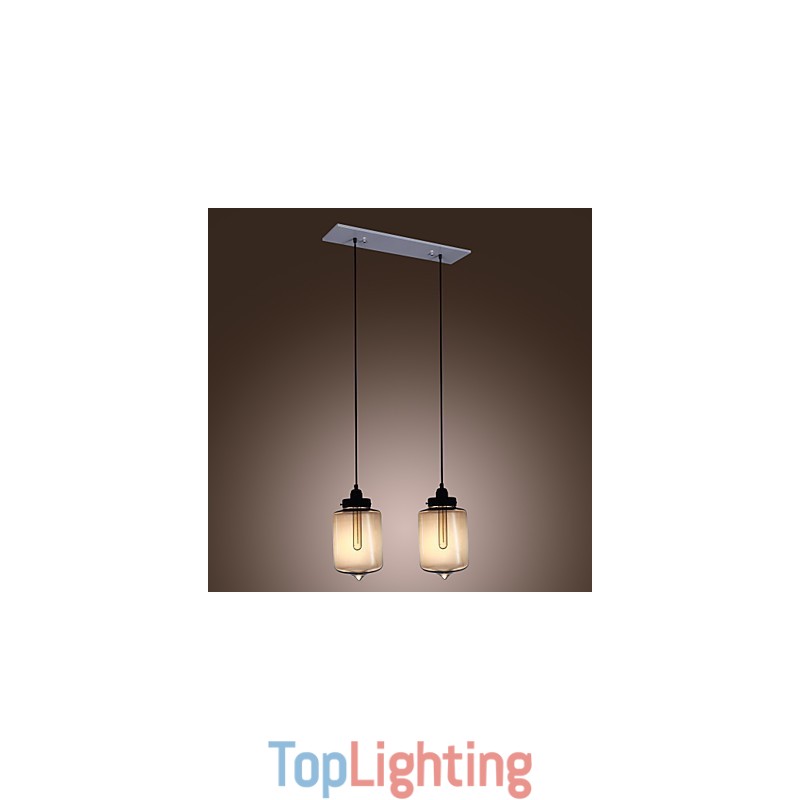 Modern Glass Pendant Light with 2 Lights in Transparent Bottle Design