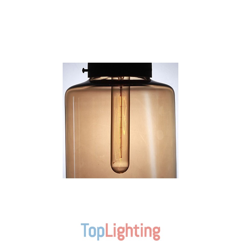 Modern Glass Pendant Light with 2 Lights in Transparent Bottle Design