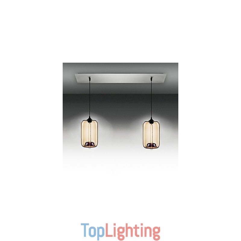 Modern Transparent Glass Pendant Light with 2 Lights in Bubble Design