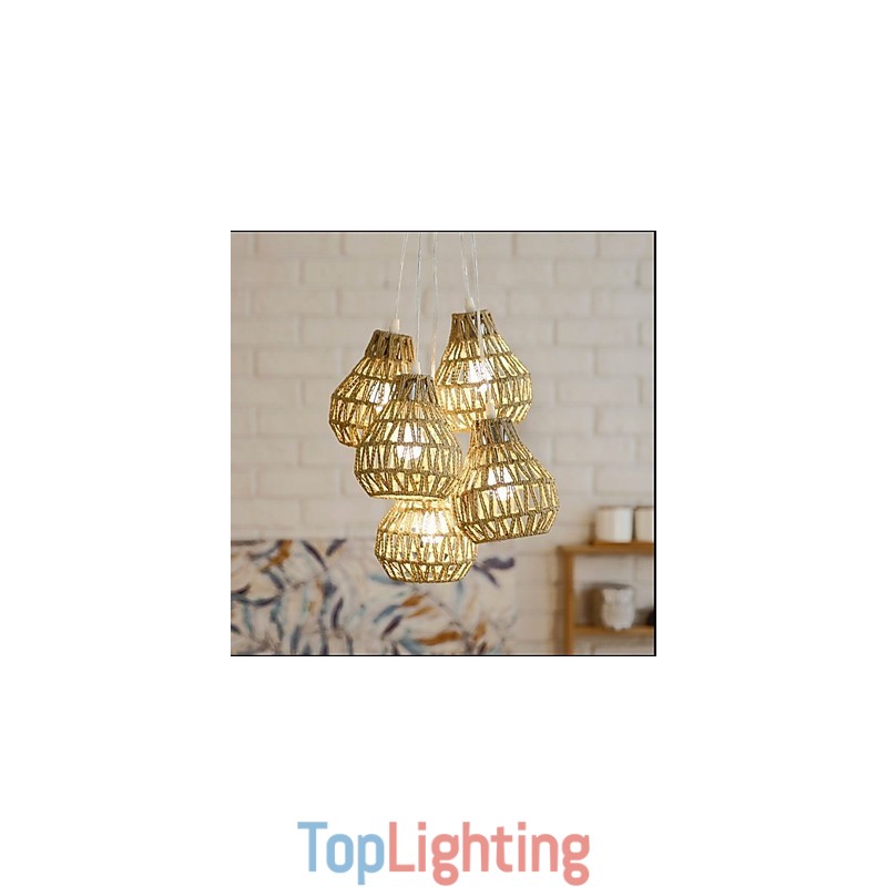 Cage Rope Creative RETRO Art 5 Head Chandelier