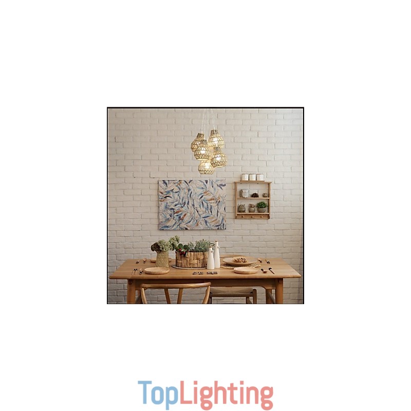 Cage Rope Creative RETRO Art 5 Head Chandelier