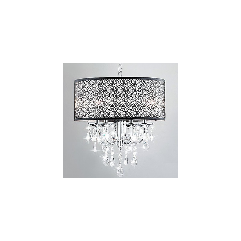 Modern 4 Light Pendant Light with Crystal Drops