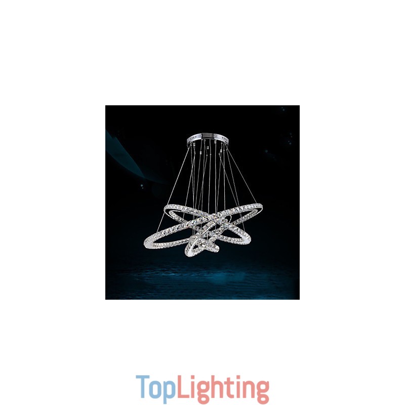 Crystal Pendant Light Ceiling Chandelier K9 Clear Crystal Round 4 Rings Large Ring(Warm White) Other(Cool White)