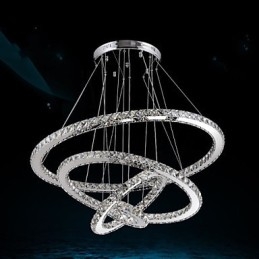 Crystal Pendant Light Ceiling Chandelier K9 Clear Crystal Round 4 Rings Large Ring(Warm White) Other(Cool White)
