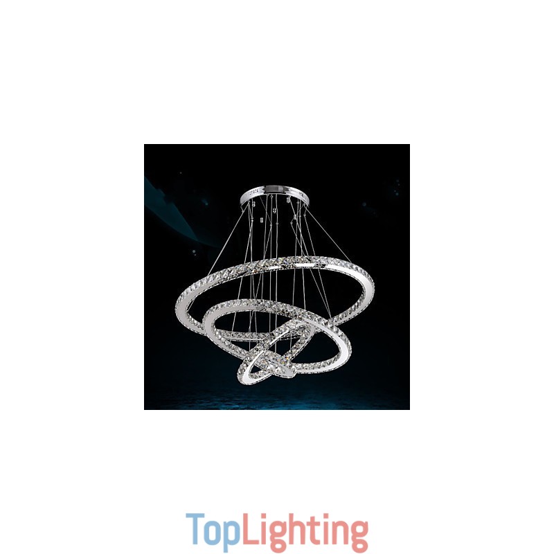 Crystal Pendant Light Ceiling Chandelier K9 Clear Crystal Round 4 Rings Large Ring(Warm White) Other(Cool White)
