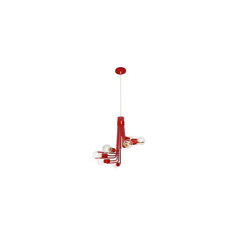 North American Style Modern Characteristic 8 Light Pendant In Red