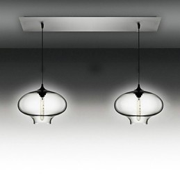 2 Light Modern Glass Pendant Light in Black Bubble Design