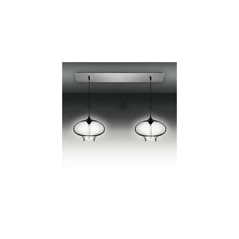 2 Light Modern Glass Pendant Light in Black Bubble Design
