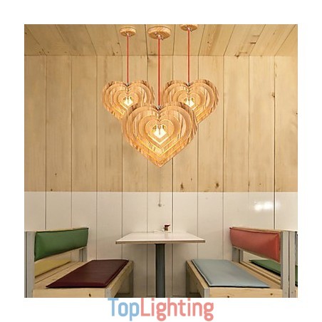 Chandelier Mini Style Lantern Wood Bamboo Chandelier Mini Style Lantern Wood Bamboo