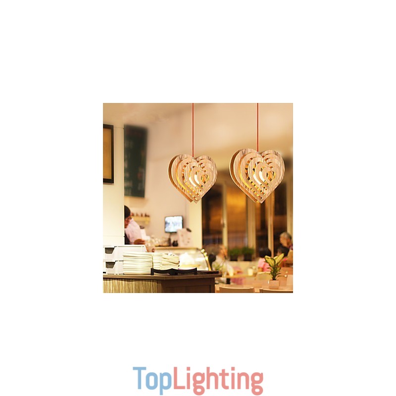 Chandelier Mini Style Lantern Wood Bamboo