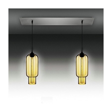 Modern Transparent Glass Pendant Light with 2 Lights in Bubble Design Electroplate Finished Modern Transparent Glass Pendant Light with 2 Lights in Bubble Design Electroplate Finished