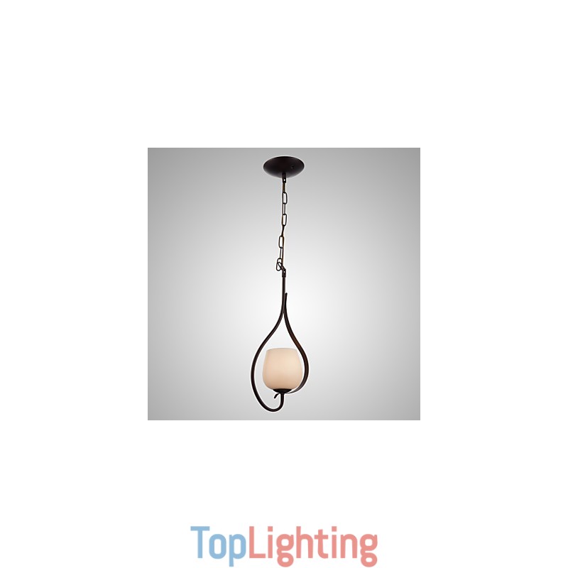 Iron Painting Pendant Light with Glass Shade Classic Lighting Lamp 1 Head
