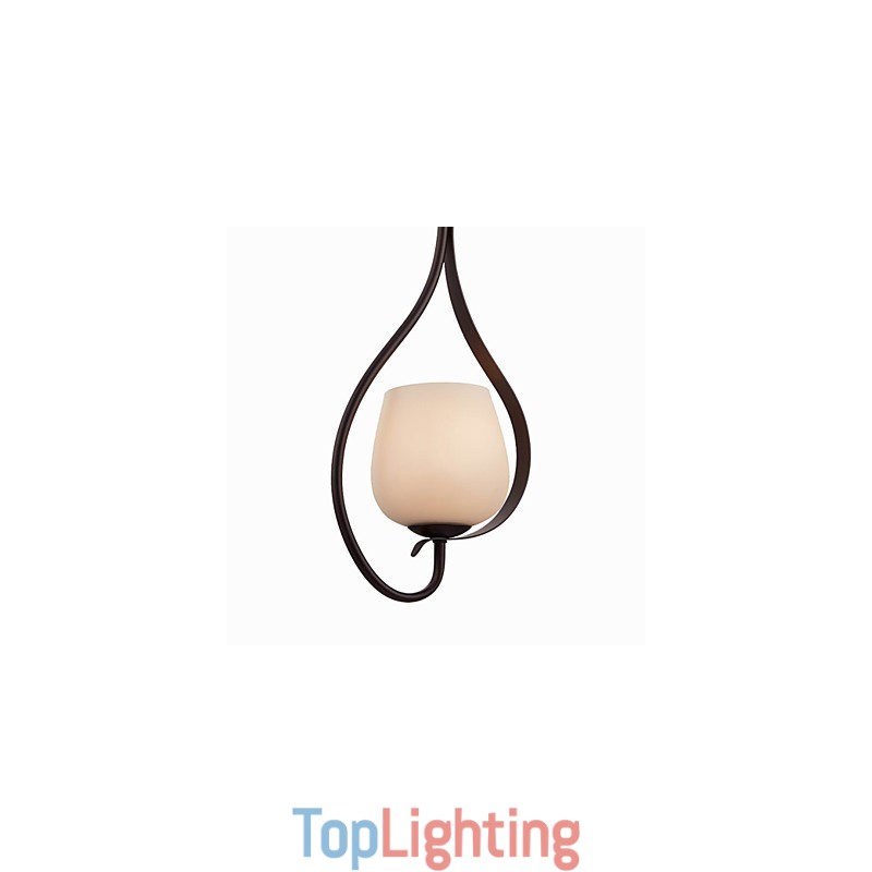 Iron Painting Pendant Light with Glass Shade Classic Lighting Lamp 1 Head