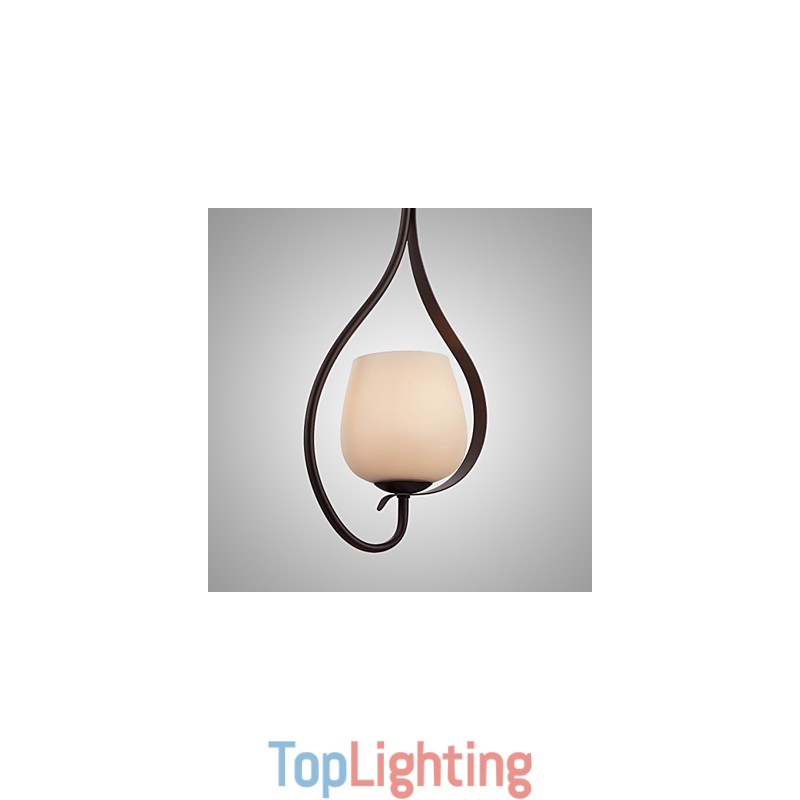 Iron Painting Pendant Light with Glass Shade Classic Lighting Lamp 1 Head