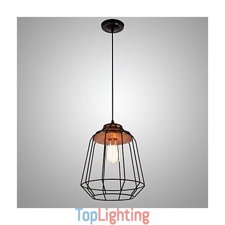 Iron Painting Pendant Light with Wooden Center Iron Cage Lighting Lamp Iron Painting Pendant Light with Wooden Center Iron Cage Lighting Lamp
