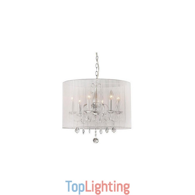 Modern Contemporary Drum Crystal Electroplated Pendant Light