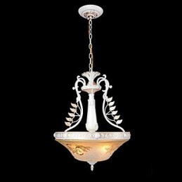 White Pendant Three Lights Pattern Glass Shade Hand Gilt European Retro Classic