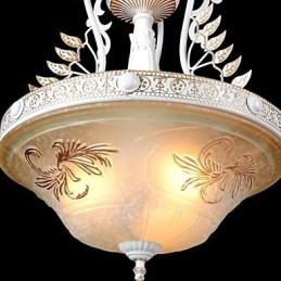 White Pendant Three Lights Pattern Glass Shade Hand Gilt European Retro Classic