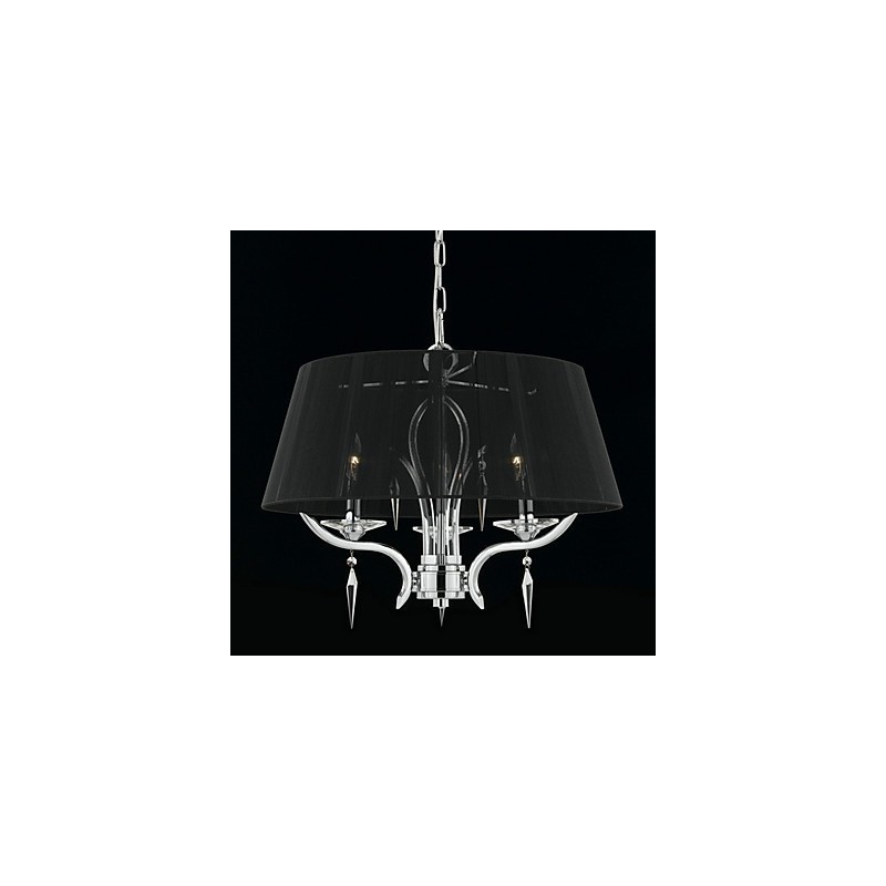 Elegant Crystal Chandelier with 3 Lights in Black Shade