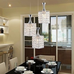 3 Lights Metal Frame K9 Crystal Chandelier Droplight Send Bulb