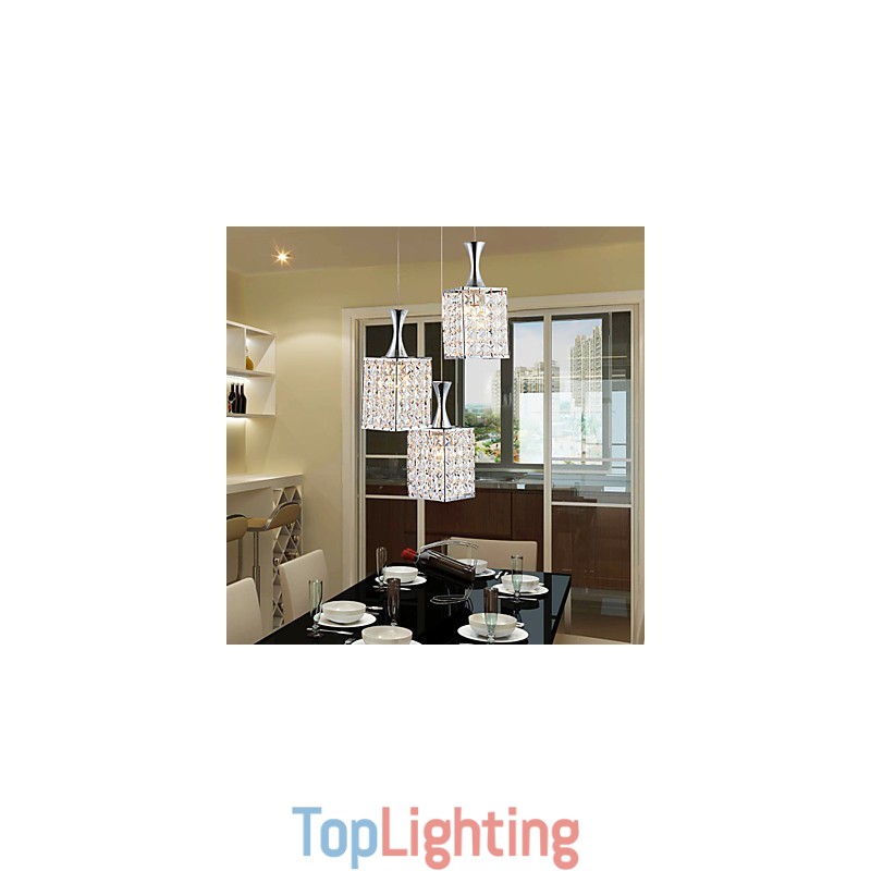 3 Lights Metal Frame K9 Crystal Chandelier Droplight Send Bulb