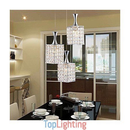 3 Lights Metal Frame K9 Crystal Chandelier Droplight Send Bulb 3 Lights Metal Frame K9 Crystal Chandelier Droplight Send Bulb