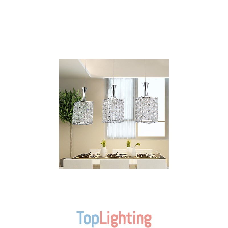 3 Lights Metal Frame K9 Crystal Chandelier Droplight Send Bulb