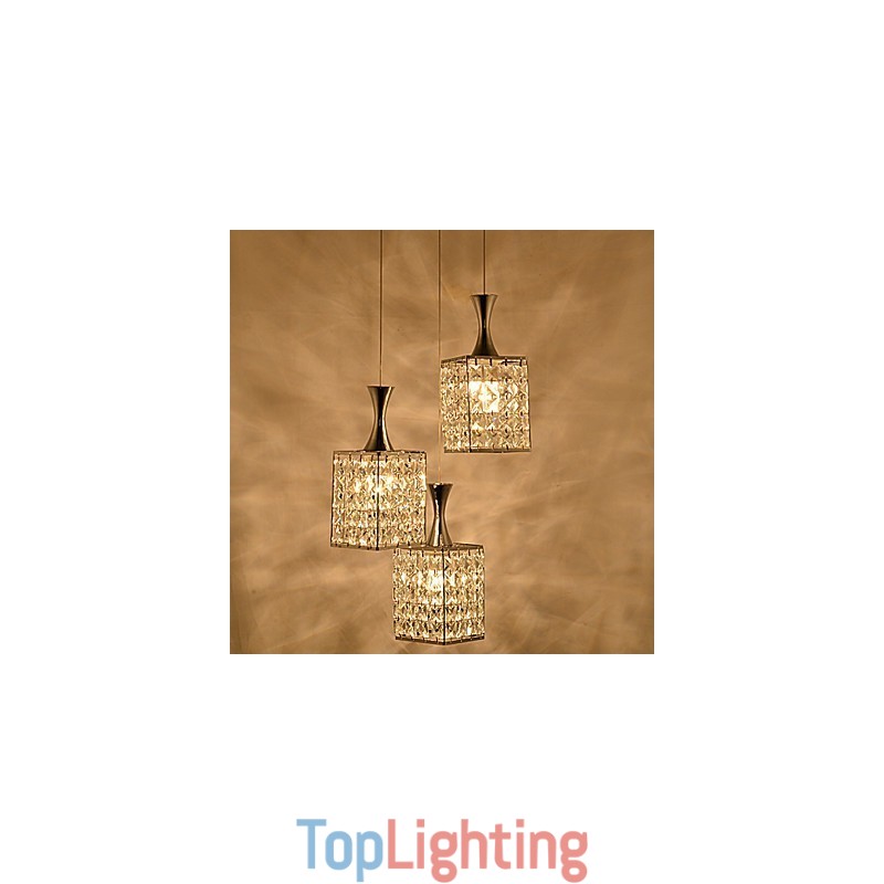 3 Lights Metal Frame K9 Crystal Chandelier Droplight Send Bulb