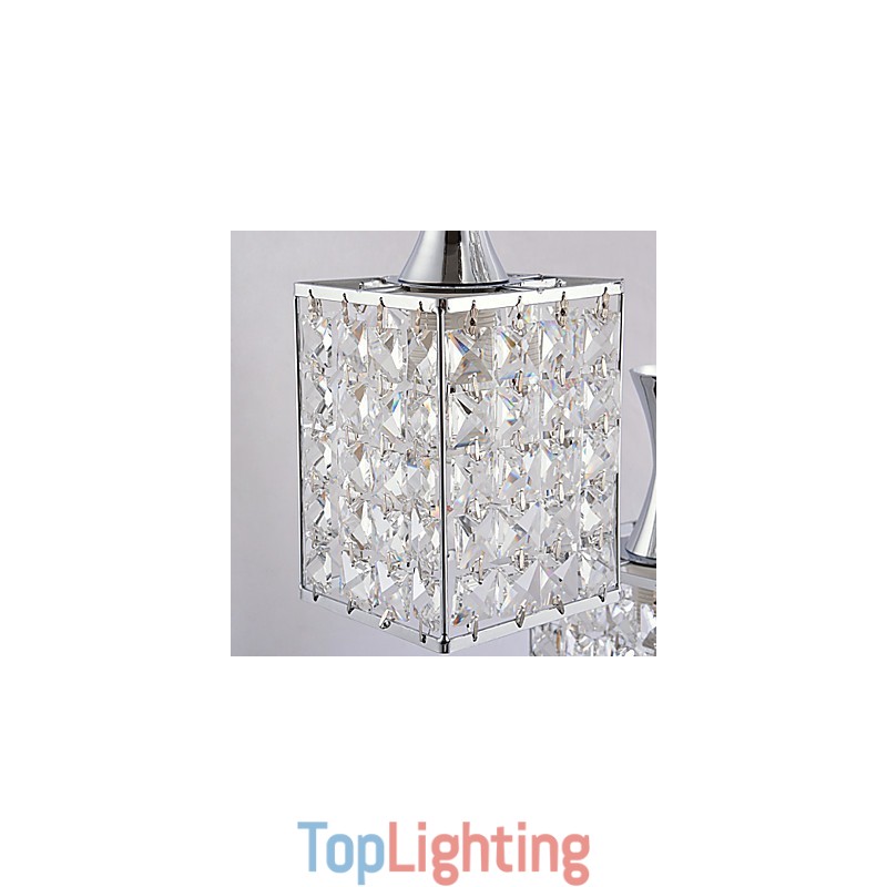 3 Lights Metal Frame K9 Crystal Chandelier Droplight Send Bulb