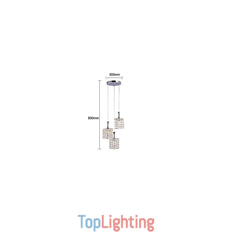 3 Lights Metal Frame K9 Crystal Chandelier Droplight Send Bulb