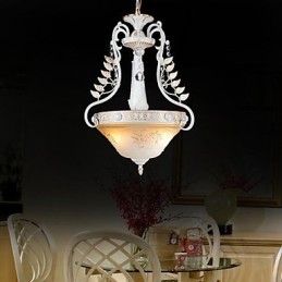White Pendant Two Lights Pattern Glass Shade Hand Gilt European Retro Classic