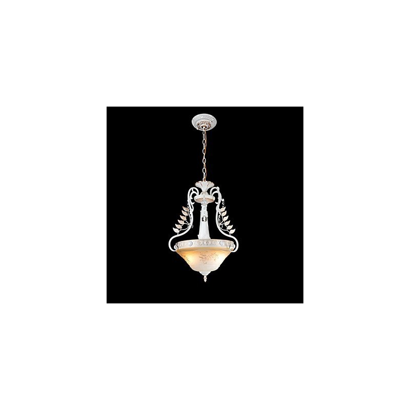 White Pendant Two Lights Pattern Glass Shade Hand Gilt European Retro Classic