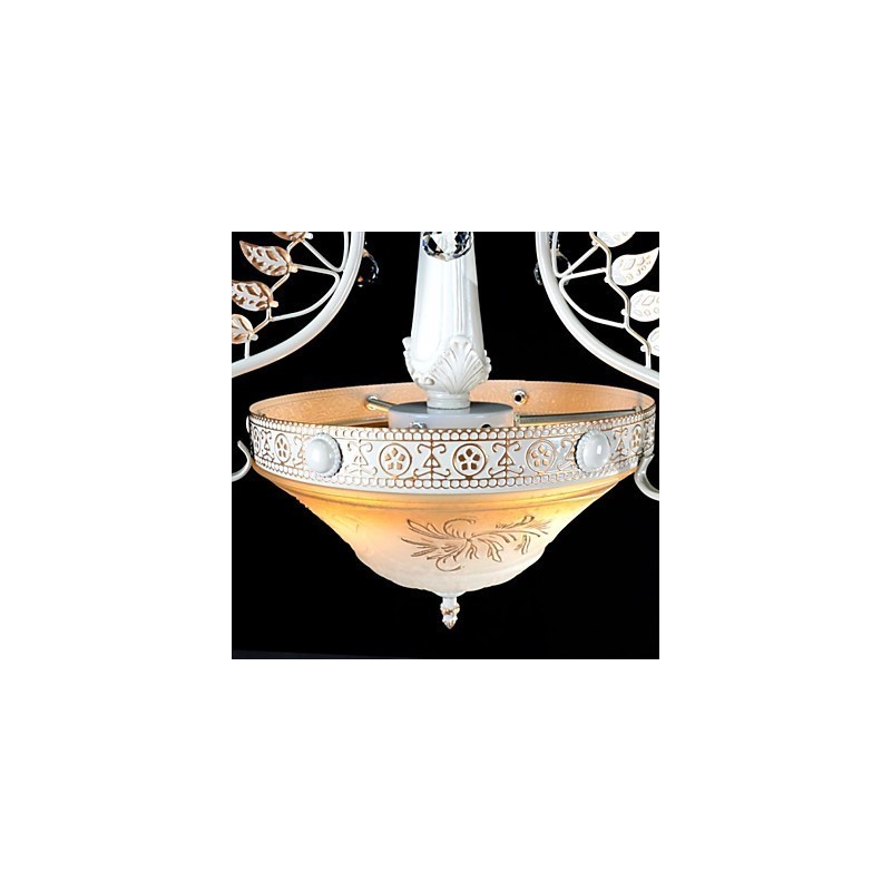 White Pendant Two Lights Pattern Glass Shade Hand Gilt European Retro Classic