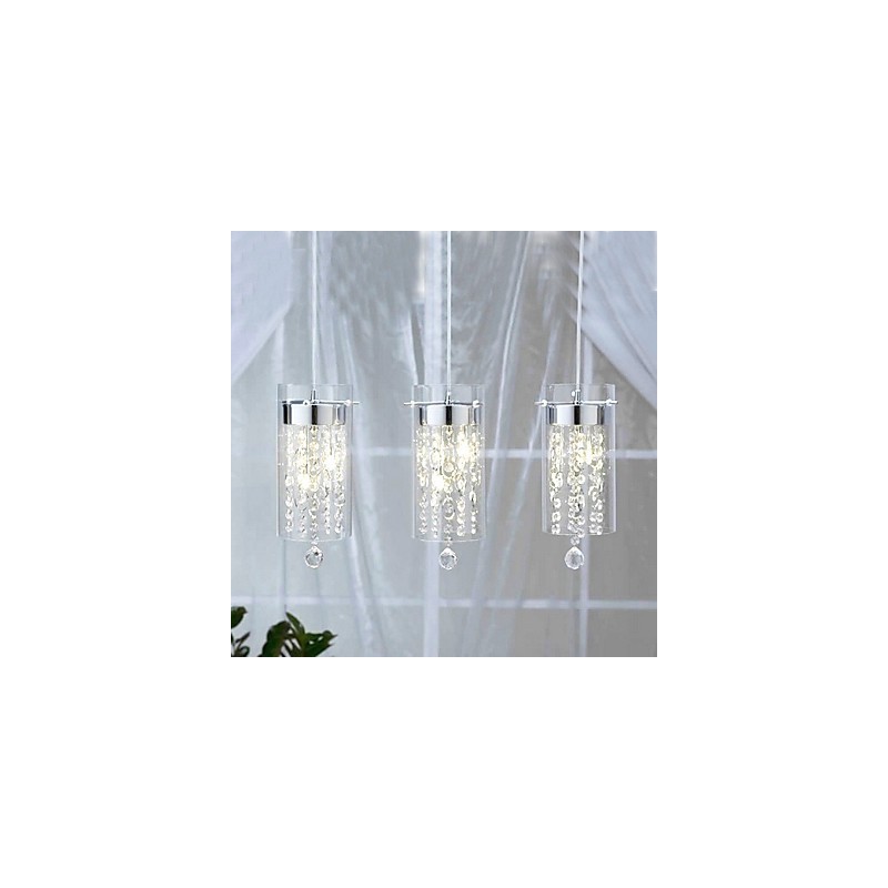 Artistic Crystal Pendant Light with Glass Shades G4 Bulb Base