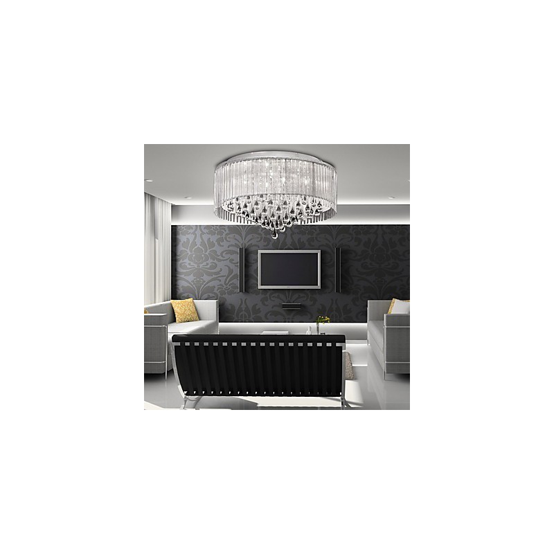 Elegant Crytal Pendant Light with 8 Lights in Cylinder Shade