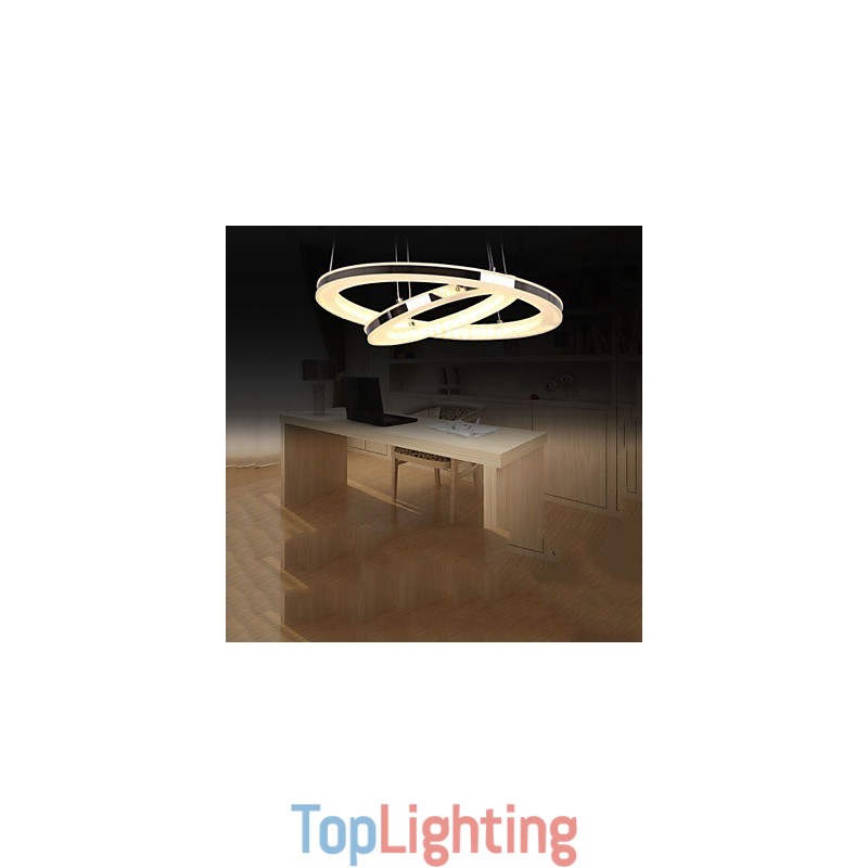 Acrylic Pendant Light Round Chandelier Lighting with 2 Rings Lamps Fixtures