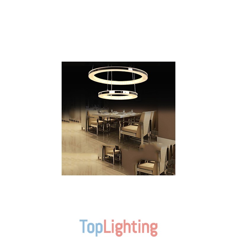 Acrylic Pendant Light Round Chandelier Lighting with 2 Rings Lamps Fixtures