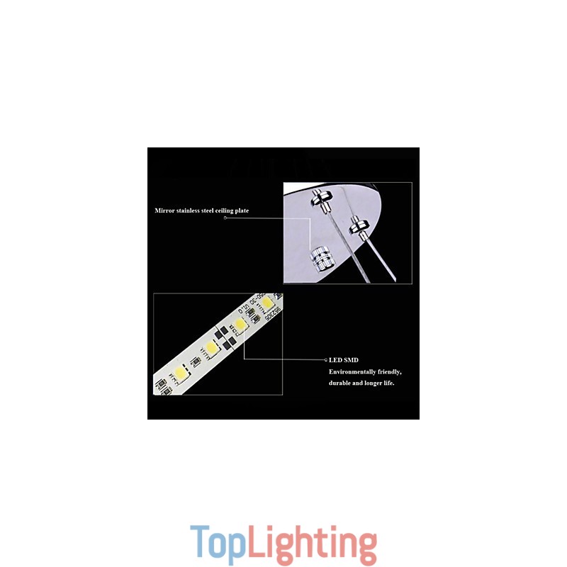 Acrylic Pendant Light Round Chandelier Lighting with 2 Rings Lamps Fixtures