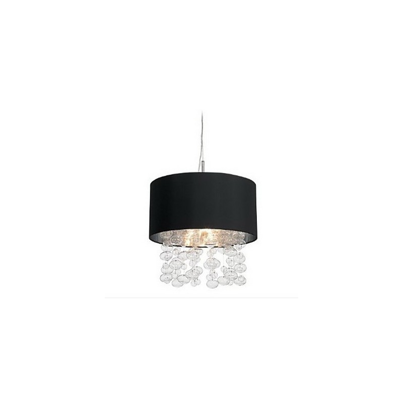 Modern Pendant Light with 7 Lights and Black Fabric Drum Shade (Base)