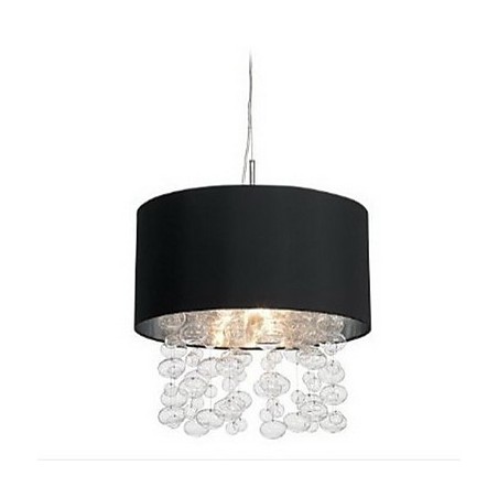 Modern Pendant Light with 7 Lights and Black Fabric Drum Shade (Base) Modern Pendant Light with 7 Lights and Black Fabric Drum Shade (Base)