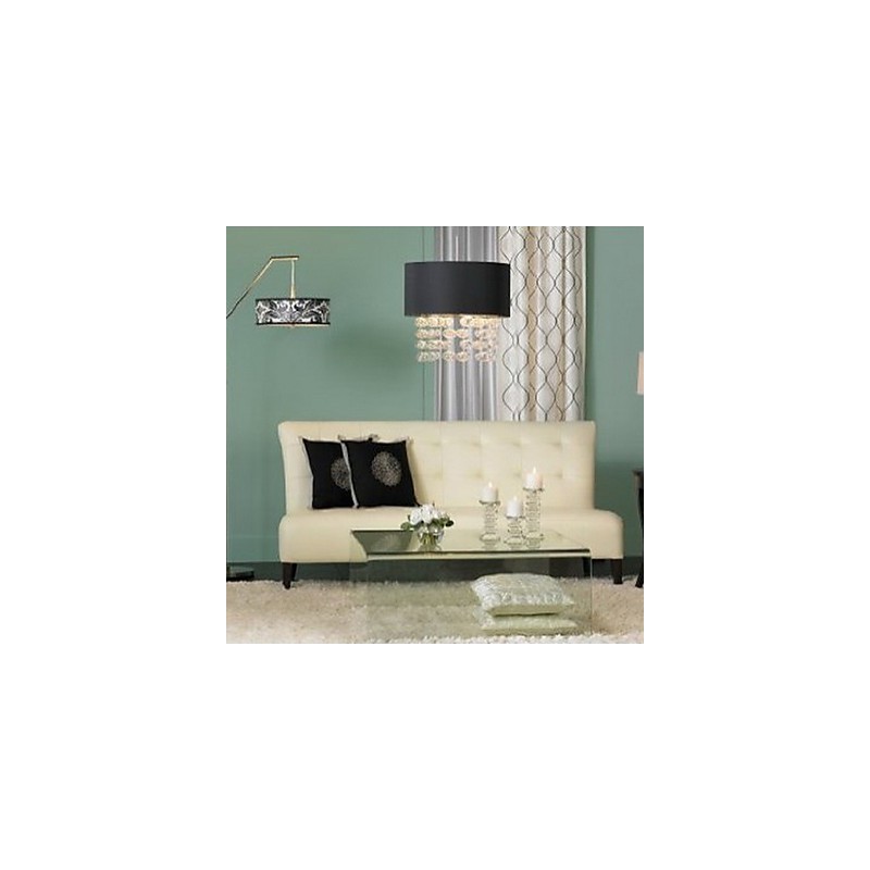 Modern Pendant Light with 7 Lights and Black Fabric Drum Shade (Base)