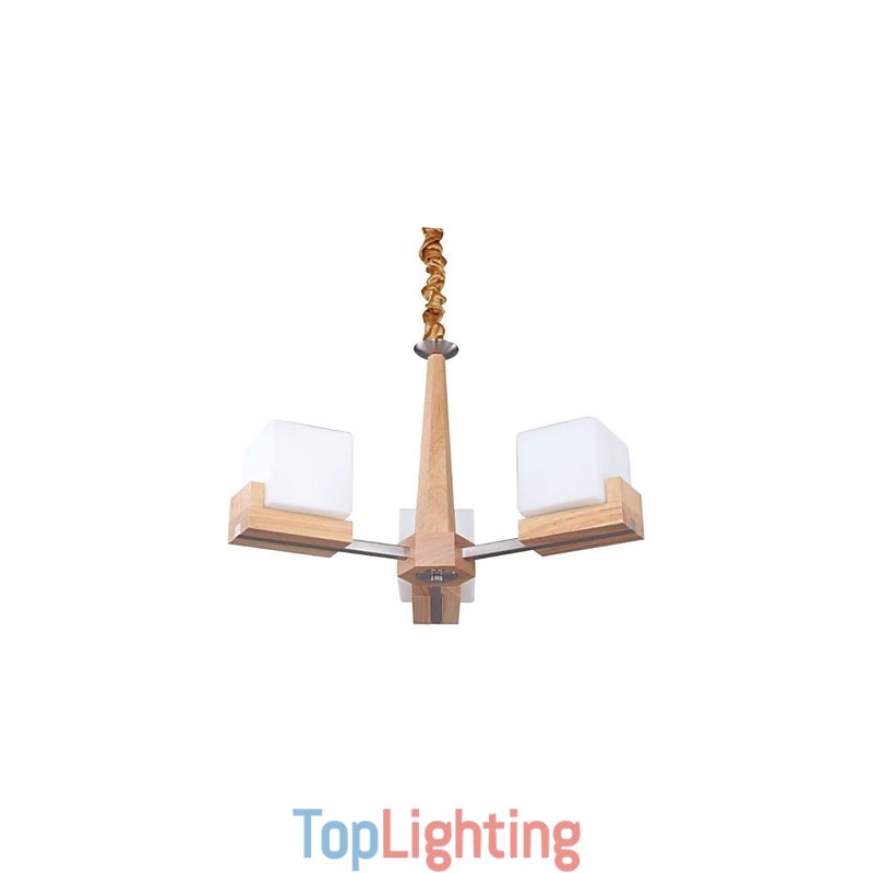 Oak Pendant Lamp Three Lights Oak and Glass