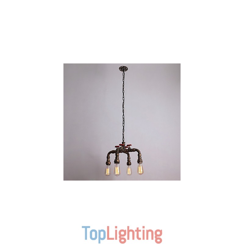 Water Pipe Retro 4Light Painting Pendant