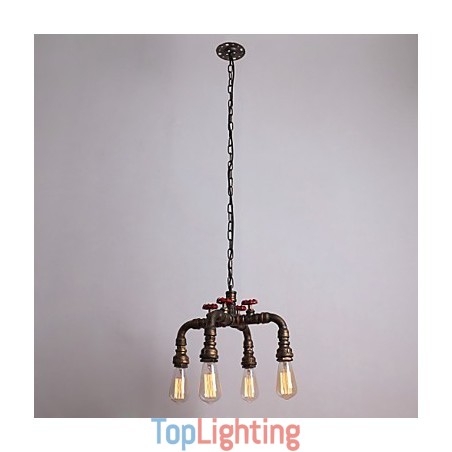 Water Pipe Retro 4Light Painting Pendant Water Pipe Retro 4Light Painting Pendant