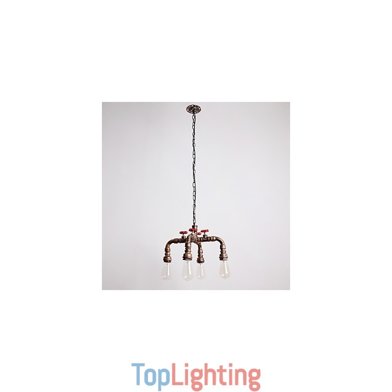 Water Pipe Retro 4Light Painting Pendant