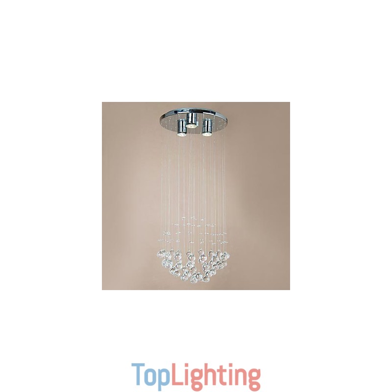 Modern 3 Light Flush Mount with Crystal Beads