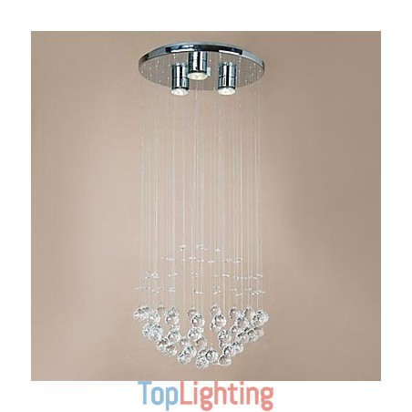 Modern 3 Light Flush Mount with Crystal Beads
