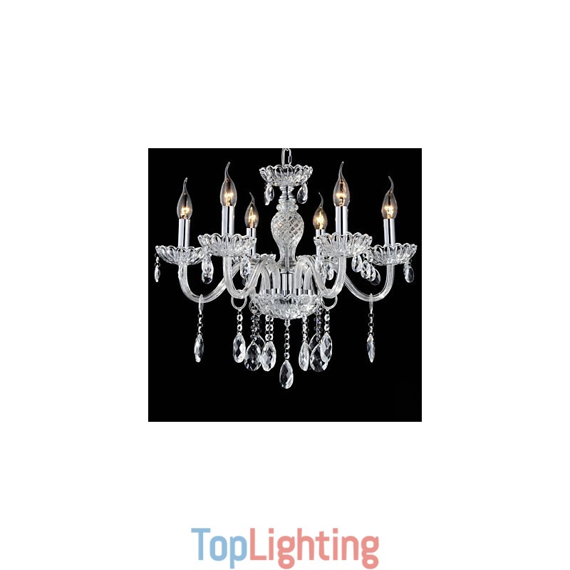 6 Light The style of palace Glass Chandelier With Candle Bulb